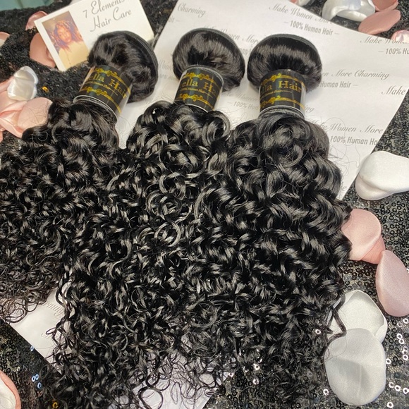 Curly hair bundles 100% human hair 12” 14” 16”